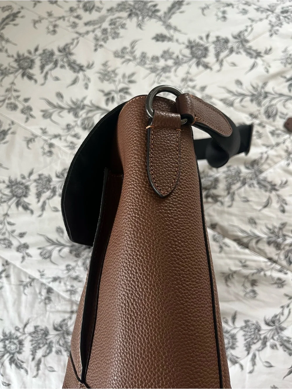 Coach Chestnut Brown Pebbled Leather Messenger Bag with Buckle